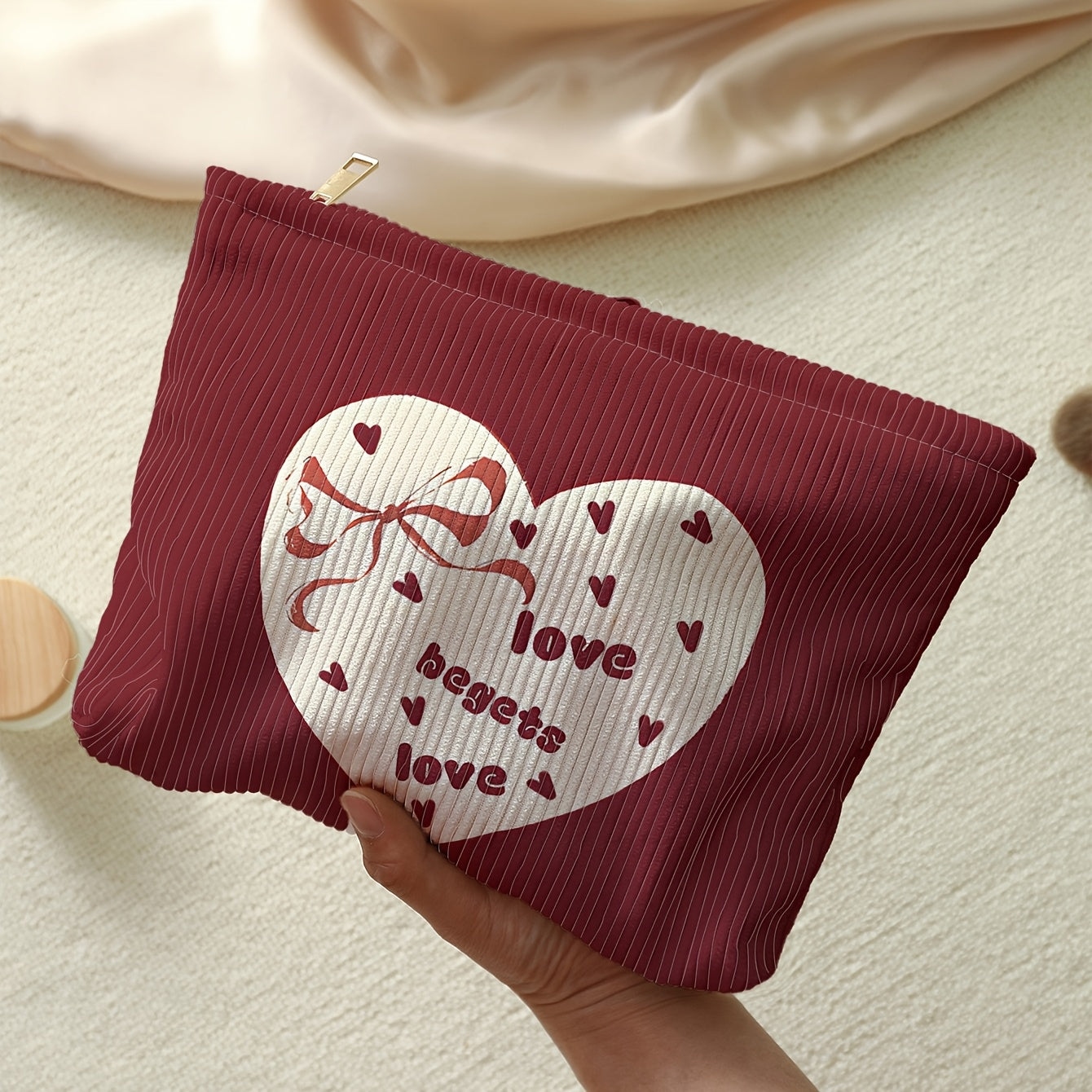 Valentine's Day Special: Burgundy Corduroy Makeup Bag