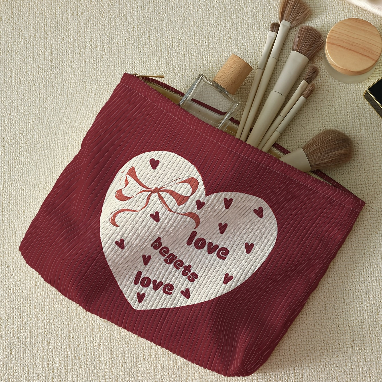 Valentine's Day Special: Burgundy Corduroy Makeup Bag