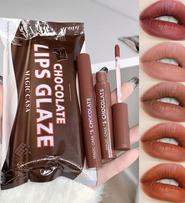 Five Pieces Of Chocolate Lip Glaze Set Matte Finish