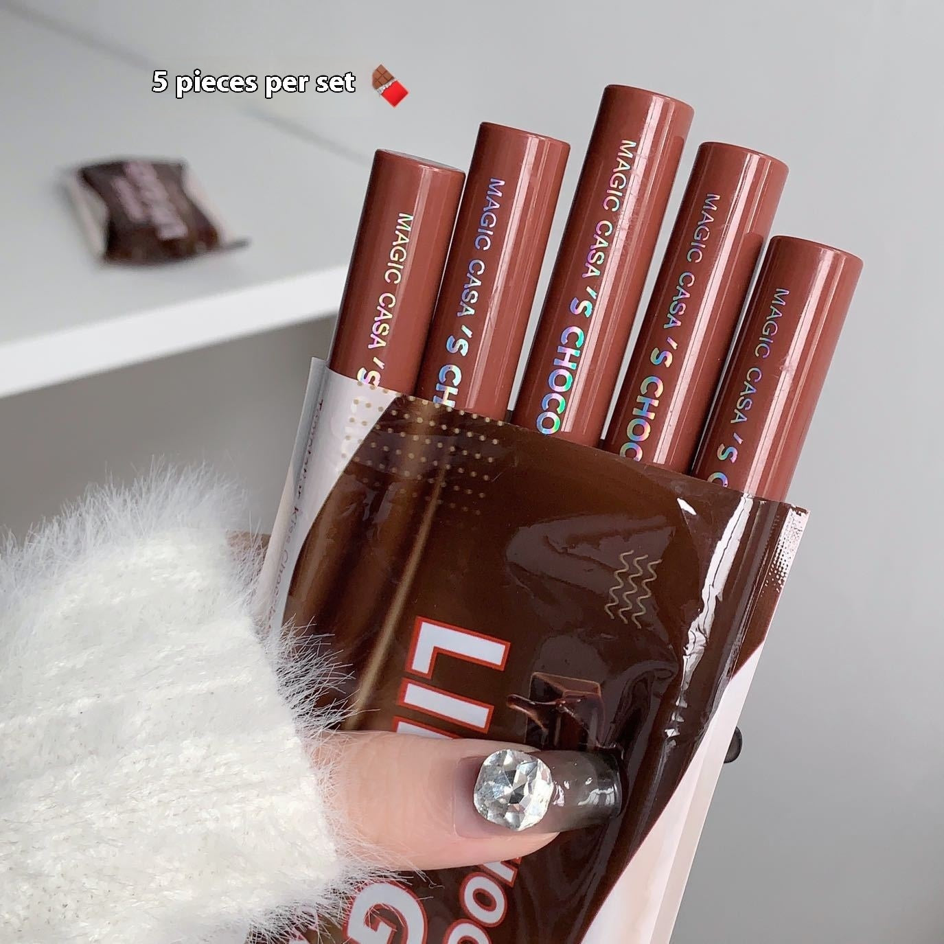 Five Pieces Of Chocolate Lip Glaze Set Matte Finish