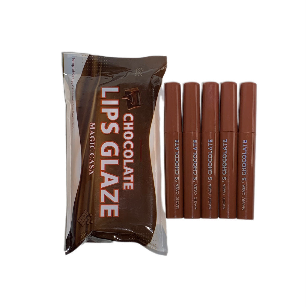 Five Pieces Of Chocolate Lip Glaze Set Matte Finish